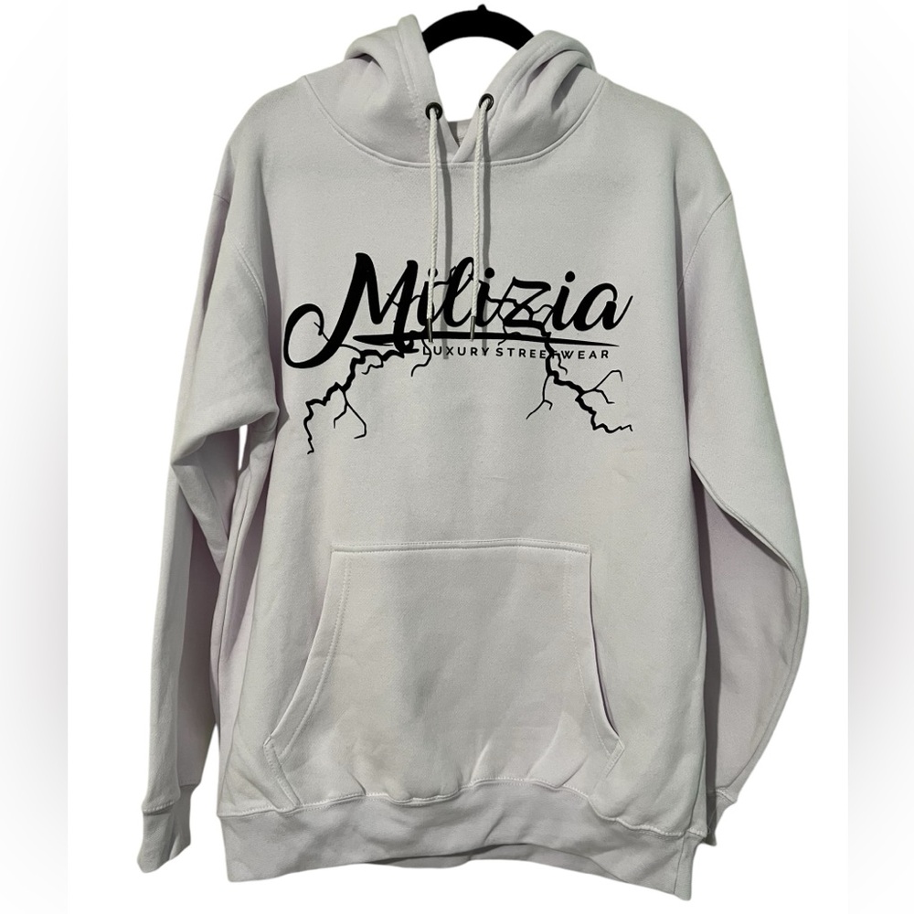 Zuni sportswear Milizia luxury streetwear against all odds hoodie white‎ Large